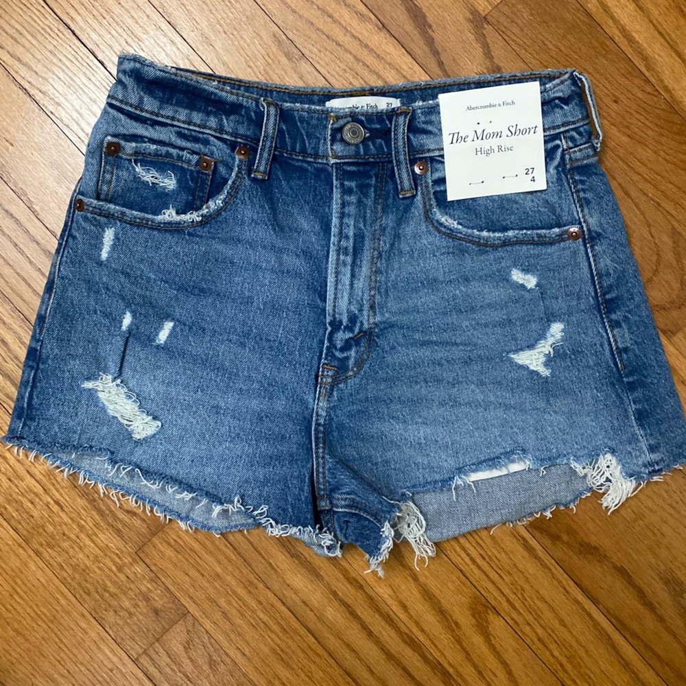 Abercrombie & Fitch Blue Jean Shorts Distressed High Rise